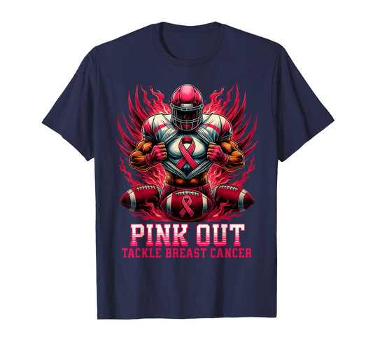 Pink Out Tackle Breast Cancer Awareness American Football T-Shirt