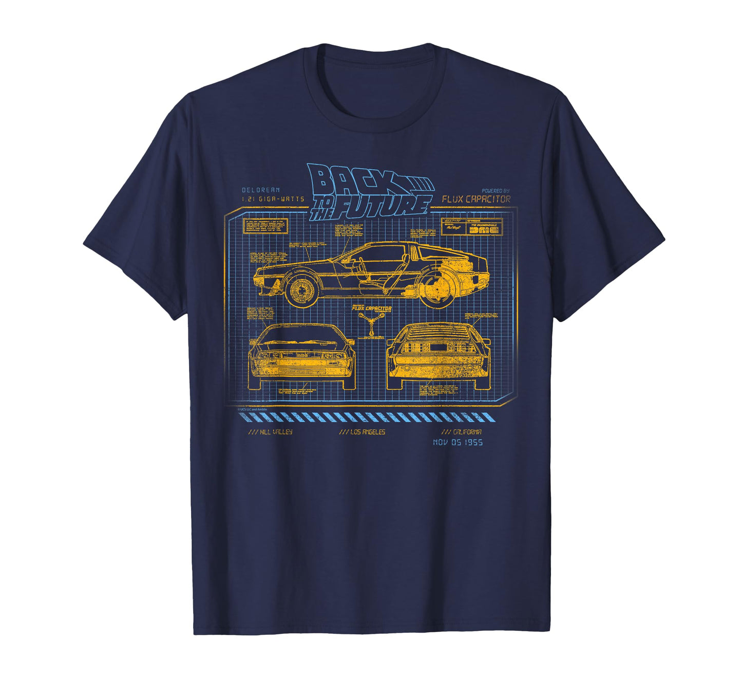 Back to The Future 35th Anniversary Delorean Schematics T-Shirt