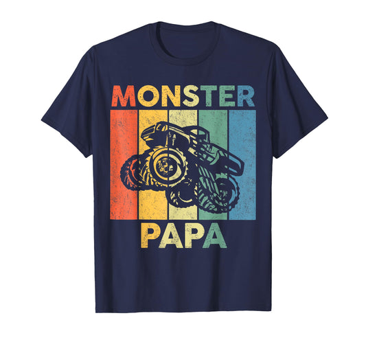 Monster Truck Retro Sunset Matching Family Store Papa Monster Truck Are My Jam Truck Lovers T-Shirt