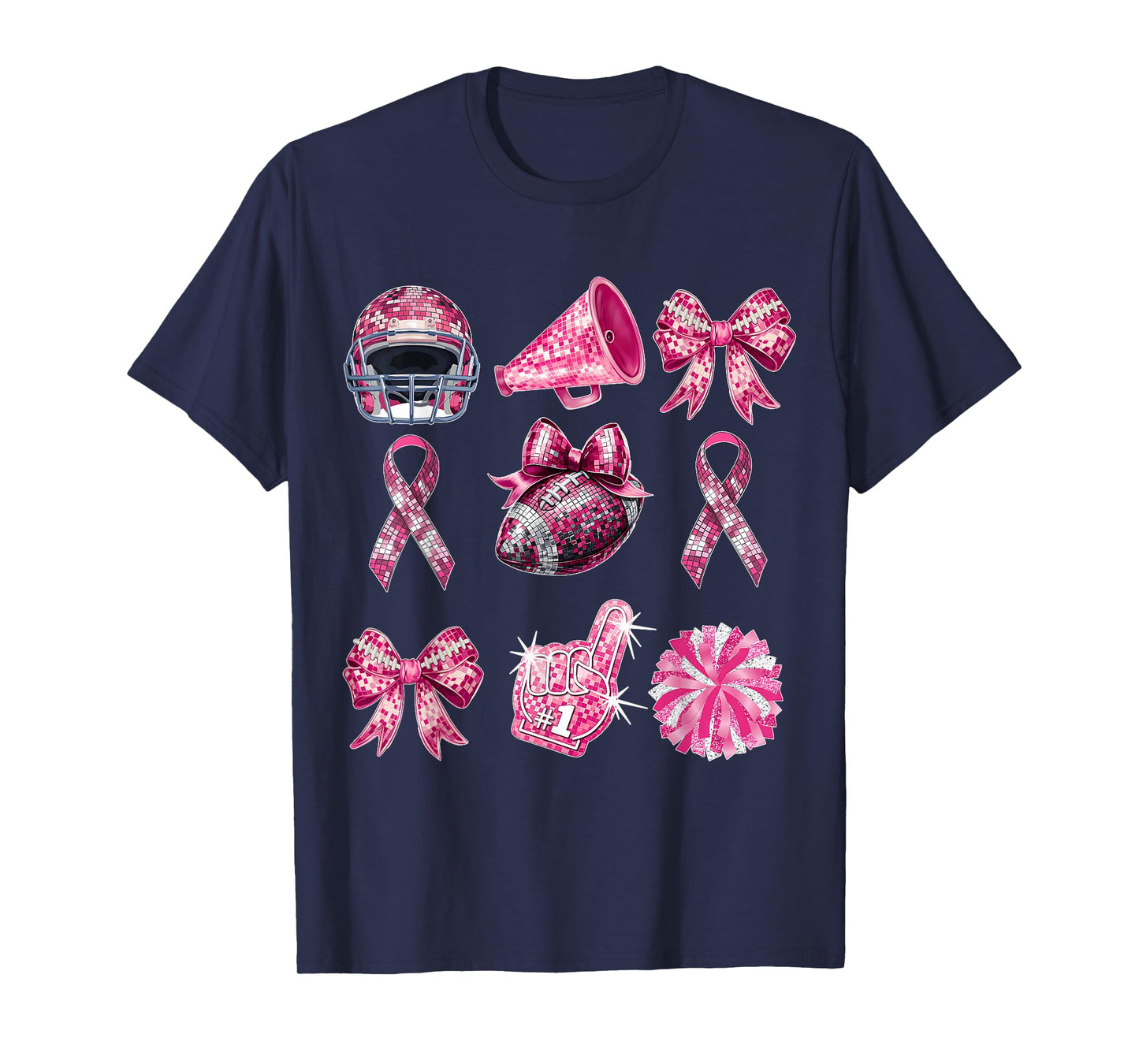 Coquette Bow Cheer Football Pink Out Breast Cancer Awareness T-Shirt