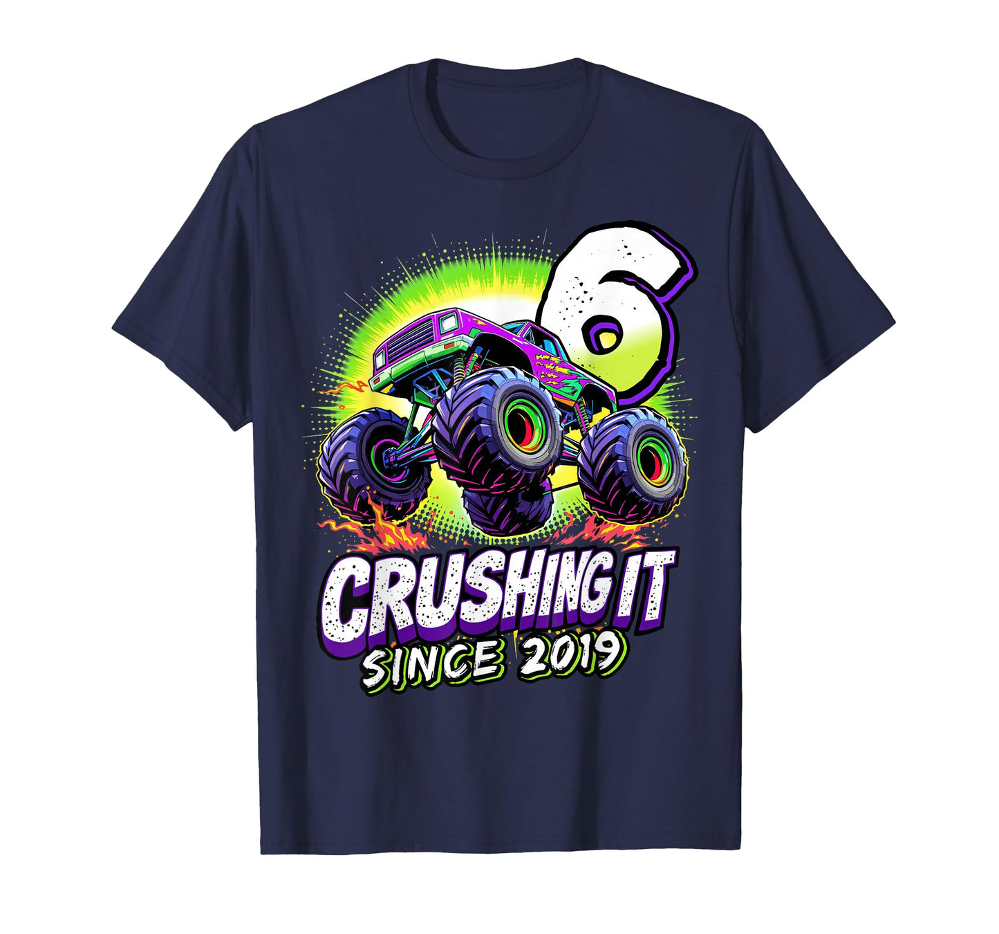 Birthday Monster Truck 6 year Old Boys 6th Party Born 2019 T-Shirt