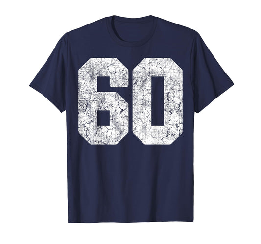 Distressed White Number 60 Jersey Player Uniform #60 Grunge T-Shirt