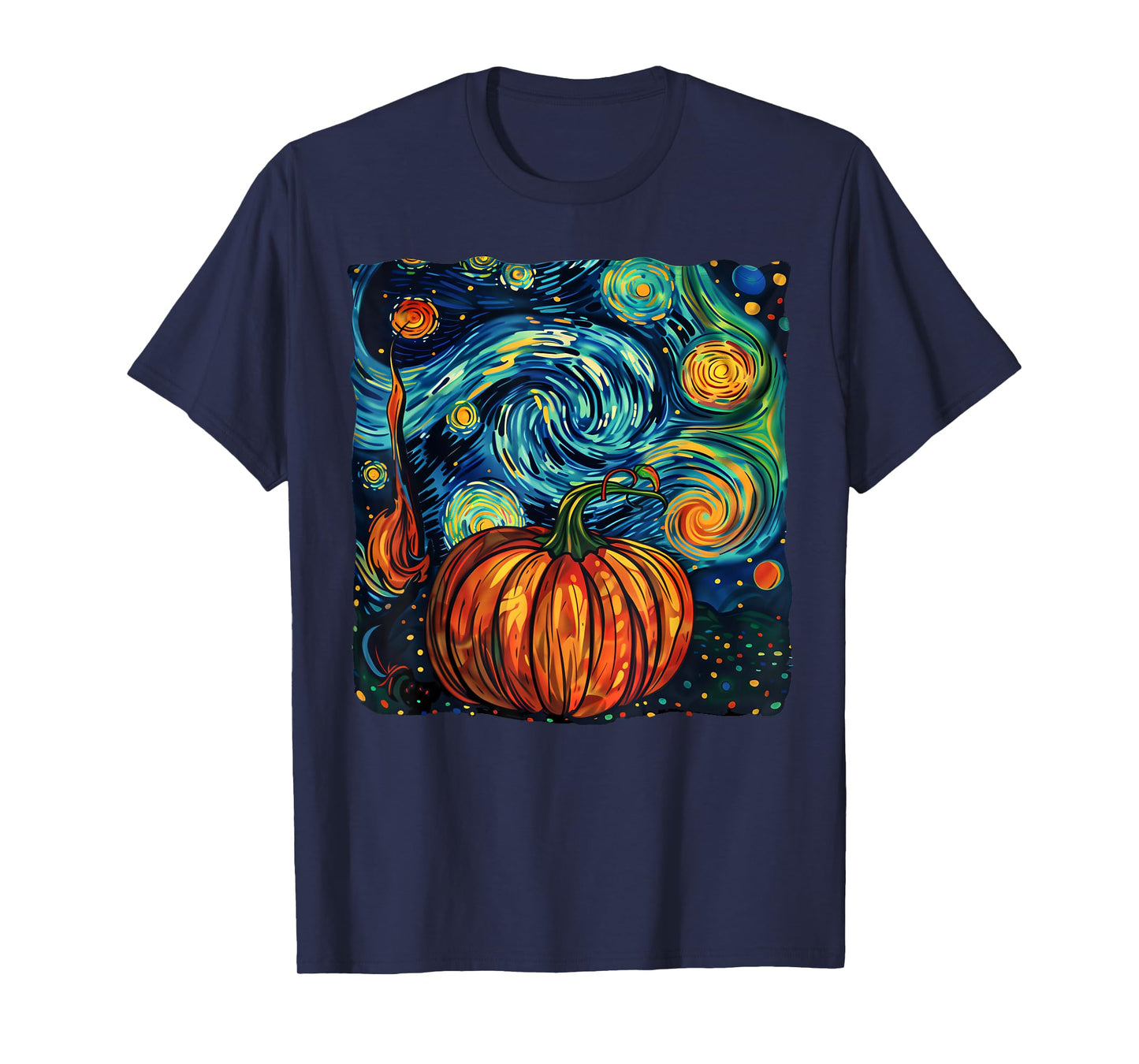 Pumpkin Halloween Starry Night Van Gogh Thanksgiving Fall T-Shirt