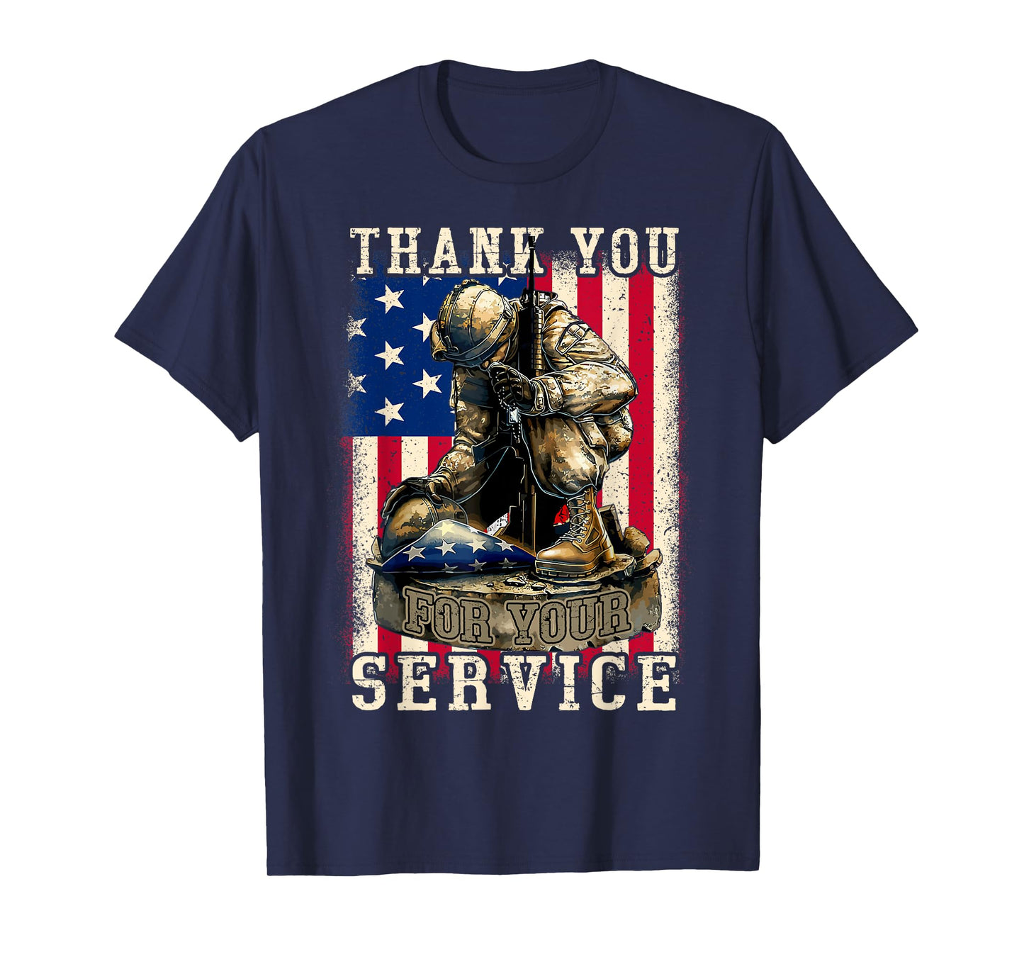 Thank You For Your Service Patriotic Veterans Day USA Flag Women Kids Men T-Shirt
