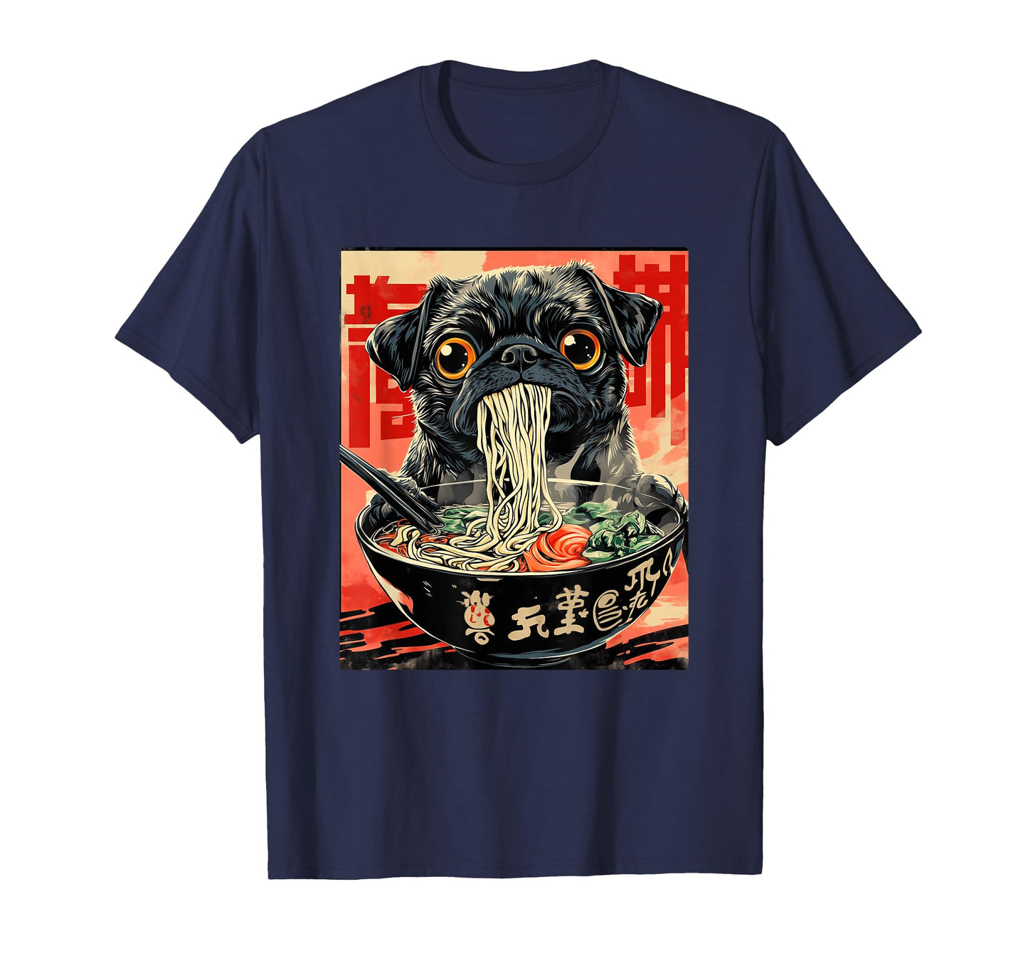 Funny Pug Ramen Japanese Kawaii Anime Pug T-Shirt