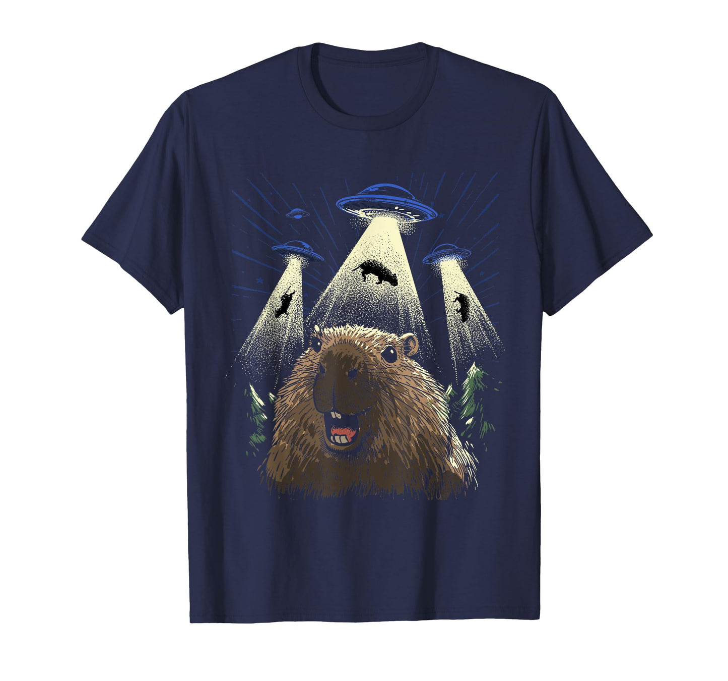 Alien Capybara Shirt Invasion Capybara Selfie UFO Abduction T-Shirt