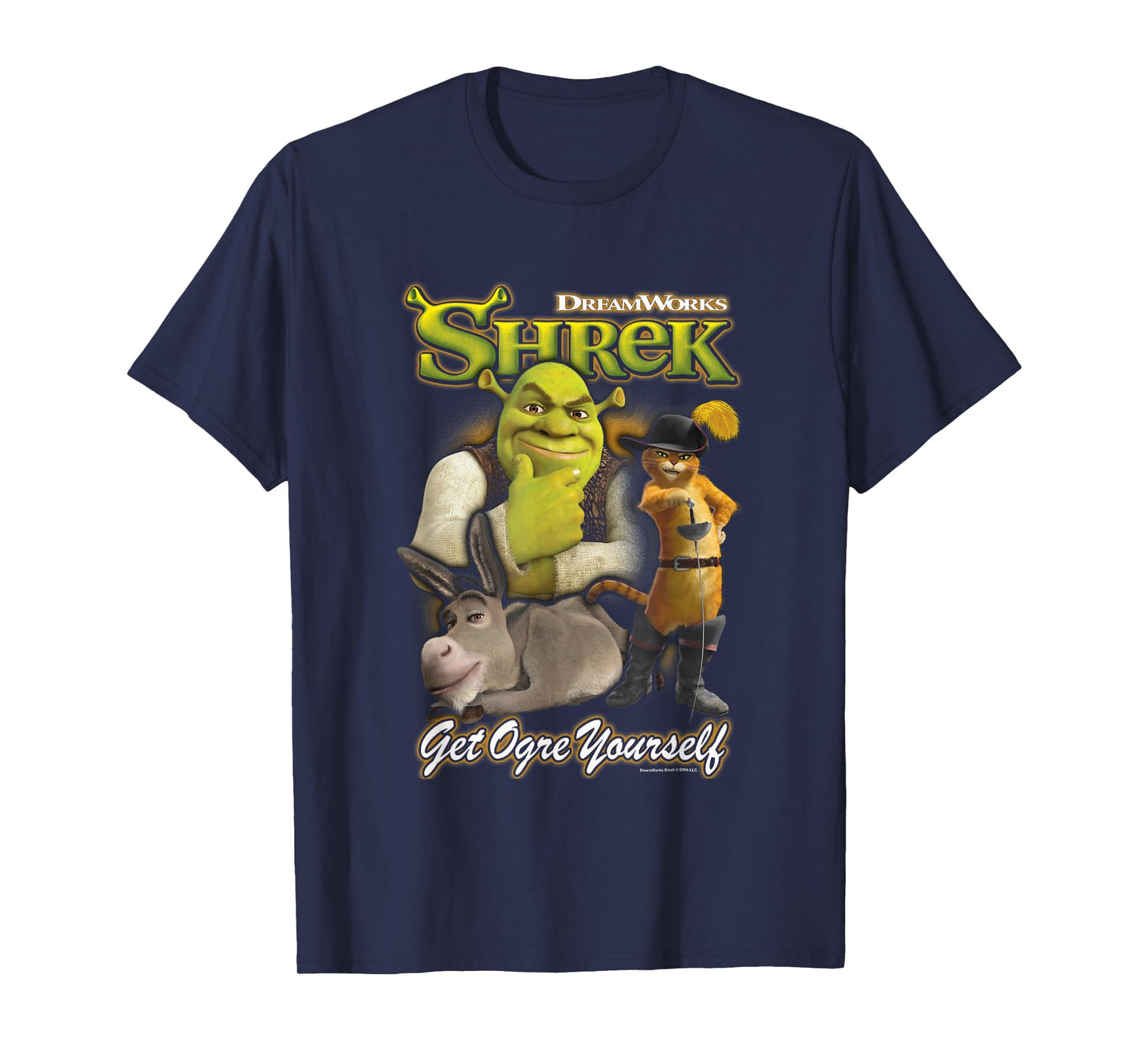 Shrek Get Ogre Yourself Donkey Shrek Puss in Boots 90's Logo T-Shirt