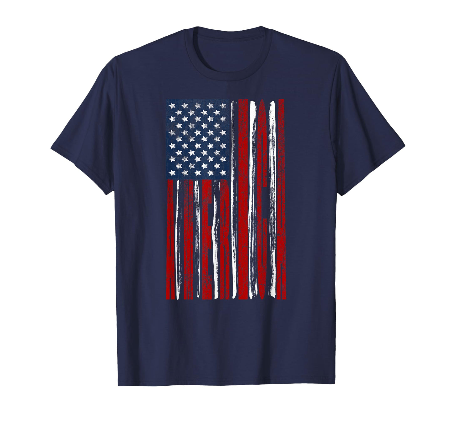 USA Flag with AMERICA as Red Stripes July 4 Independence Women Kids Men T-Shirt