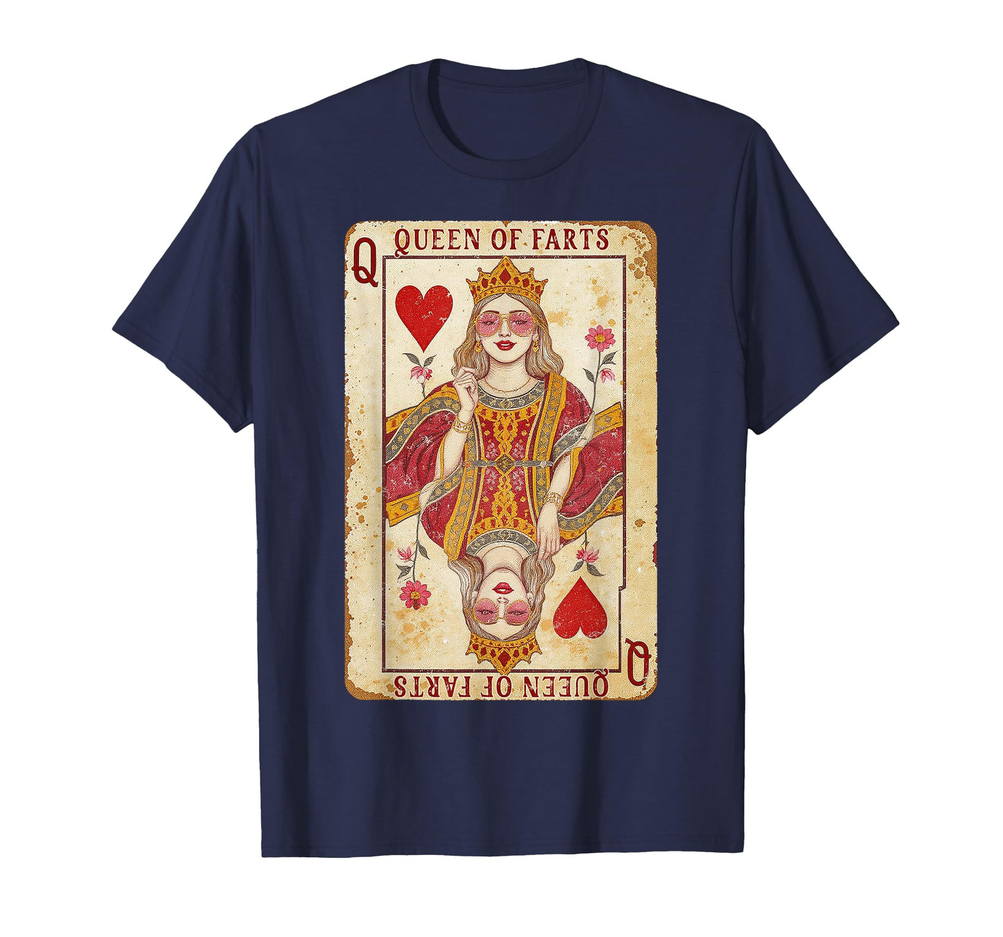 Retro Card Queen of Farts Funny Novelty Fart Queen Sarcastic T-Shirt