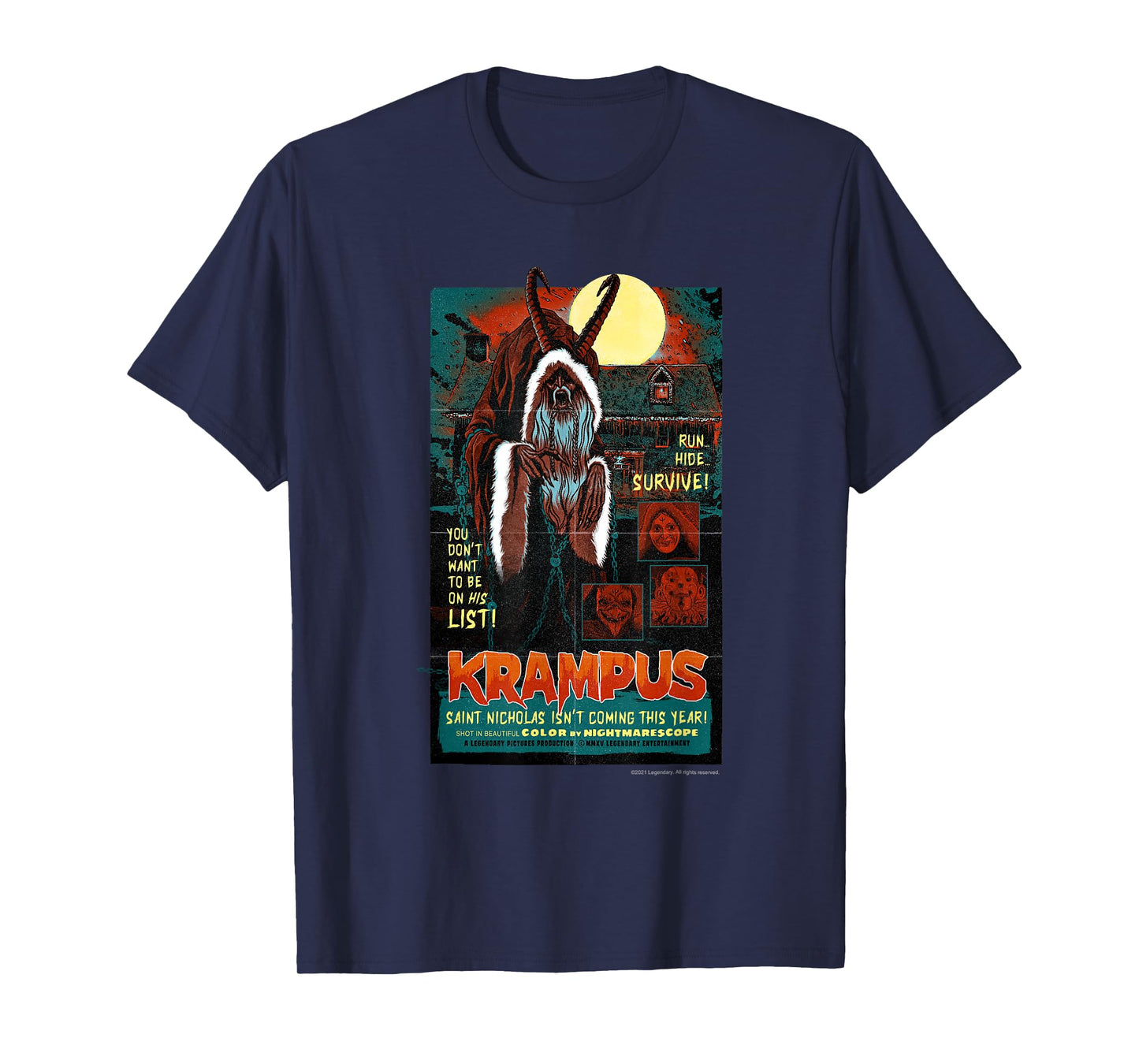 Krampus – Run! Hide! Survive! Retro Poster T-Shirt