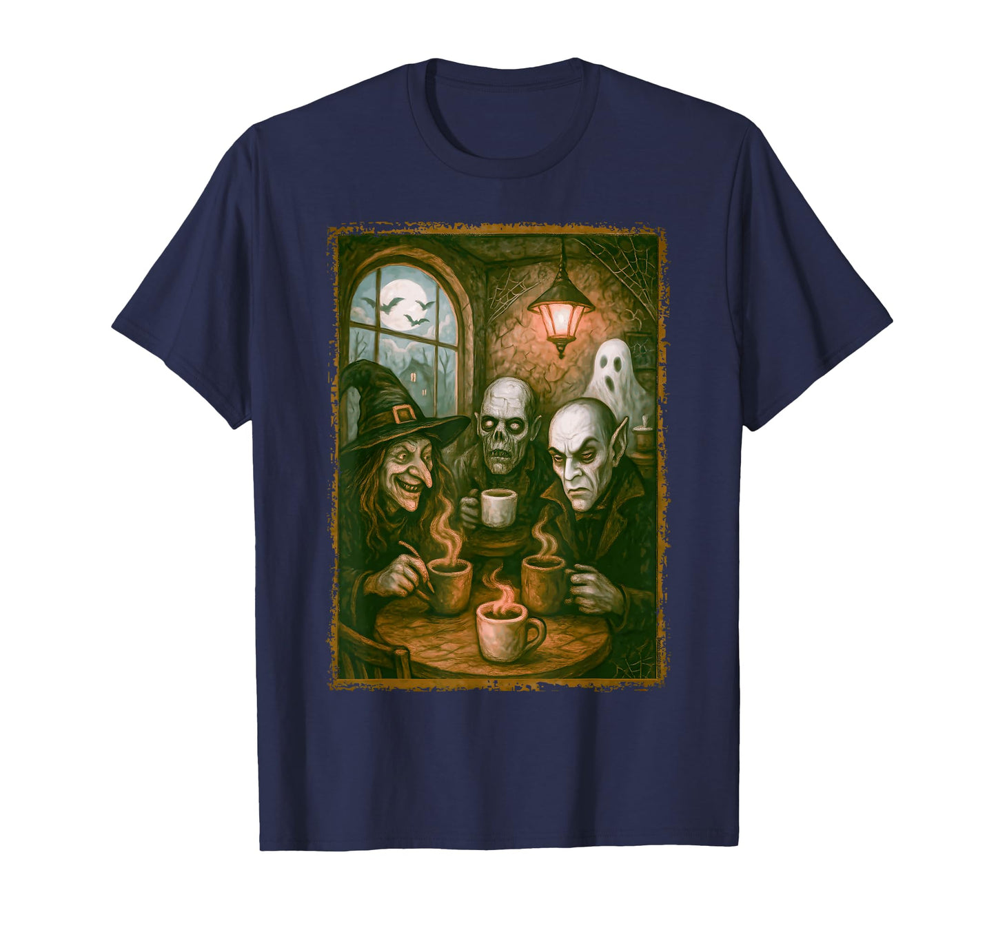 Monsters in Coffee Shop Coffee Lovers Barista Halloween T-Shirt