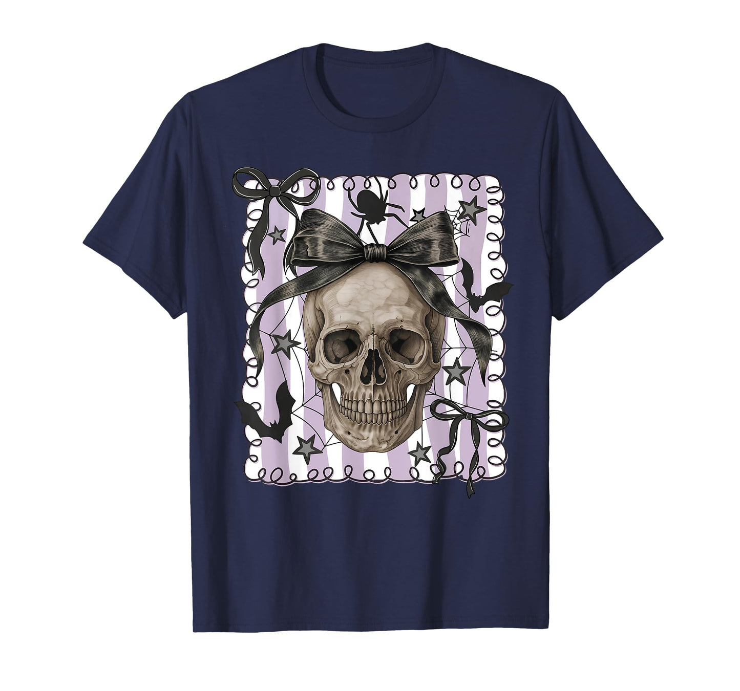 Spooky Season Skull Halloween Coquette Bow Trick Or Treat T-Shirt