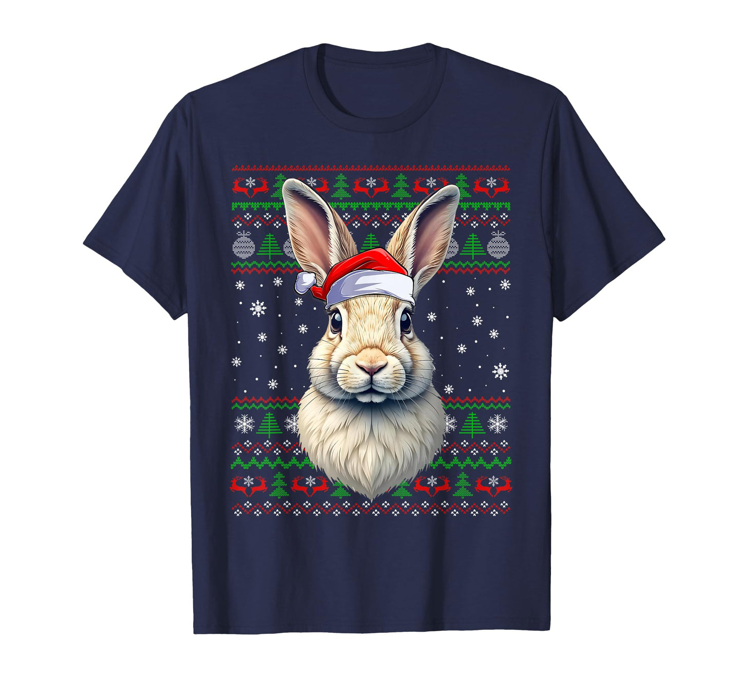 Rabbit Bunny Christmas Ugly Sweater Funny Santa Animal Xmas T-Shirt