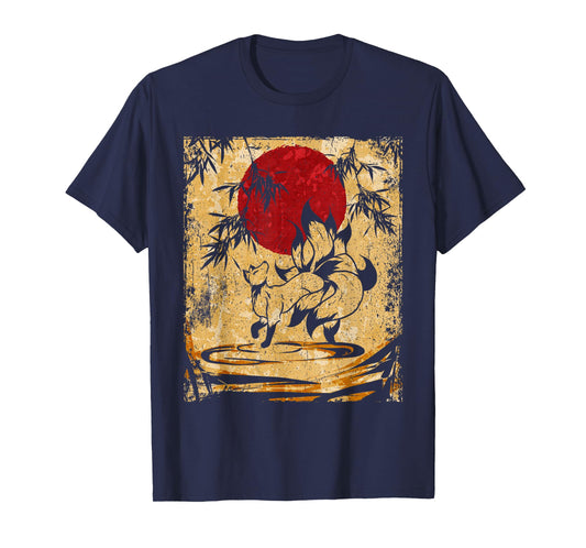 Nine-tailed fox Japanese retro art T-Shirt