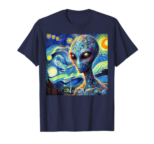 Aliens UFO Van Gogh Art T-Shirt
