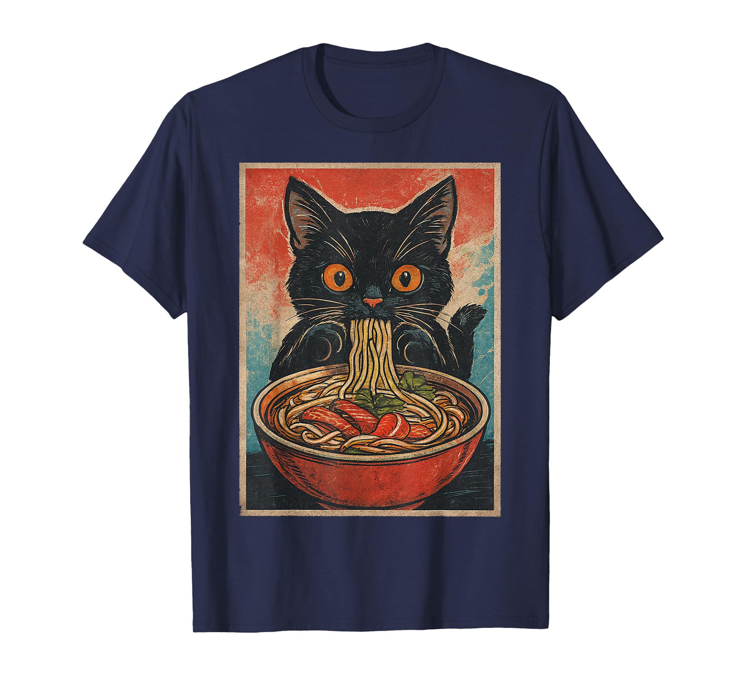 Funny Black Cat Eating Vietnamese Pho Noodle T-Shirt
