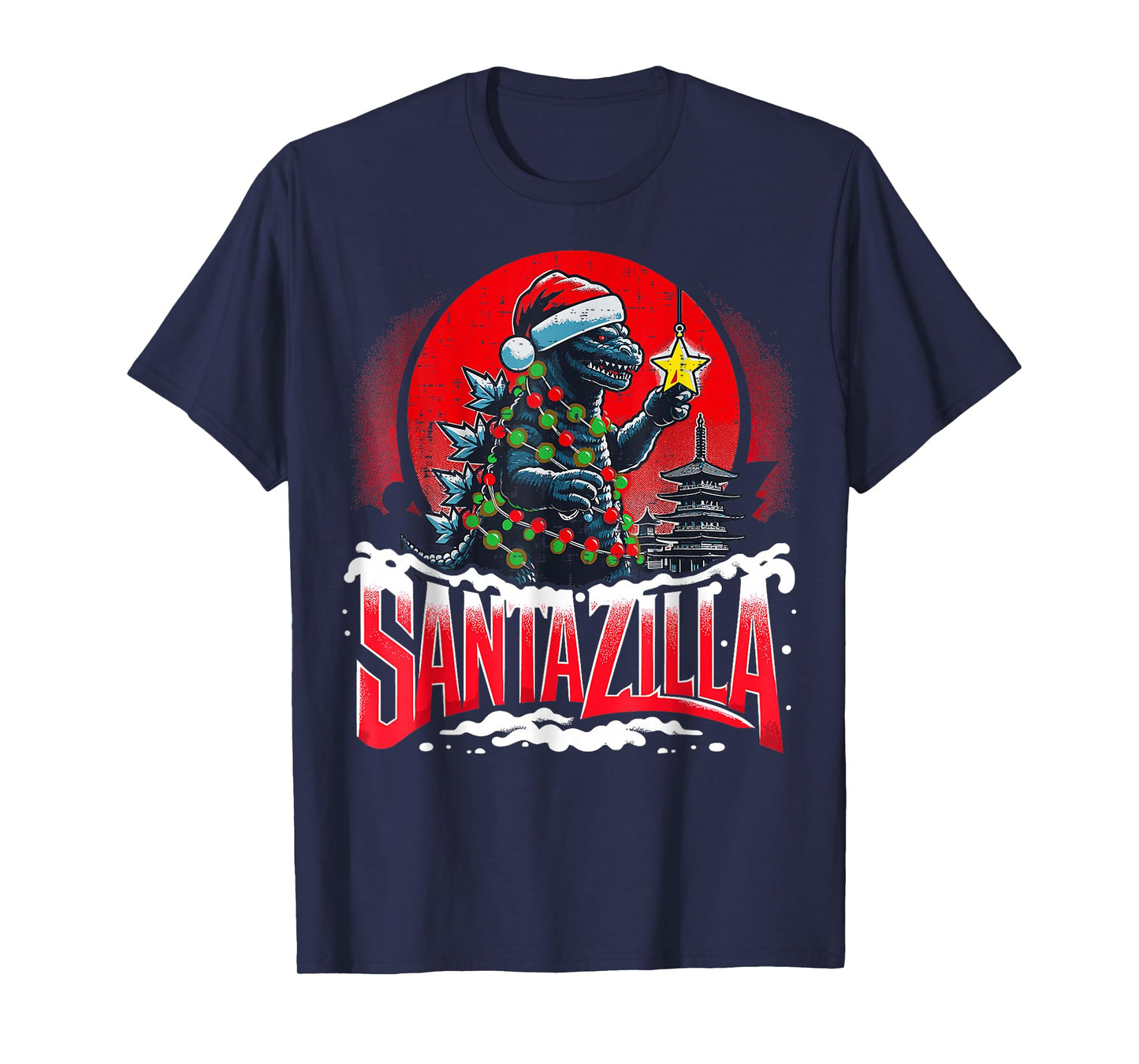 Kaiju Christmas Santazilla Japanese Monster Dinosaur Boys T-Shirt
