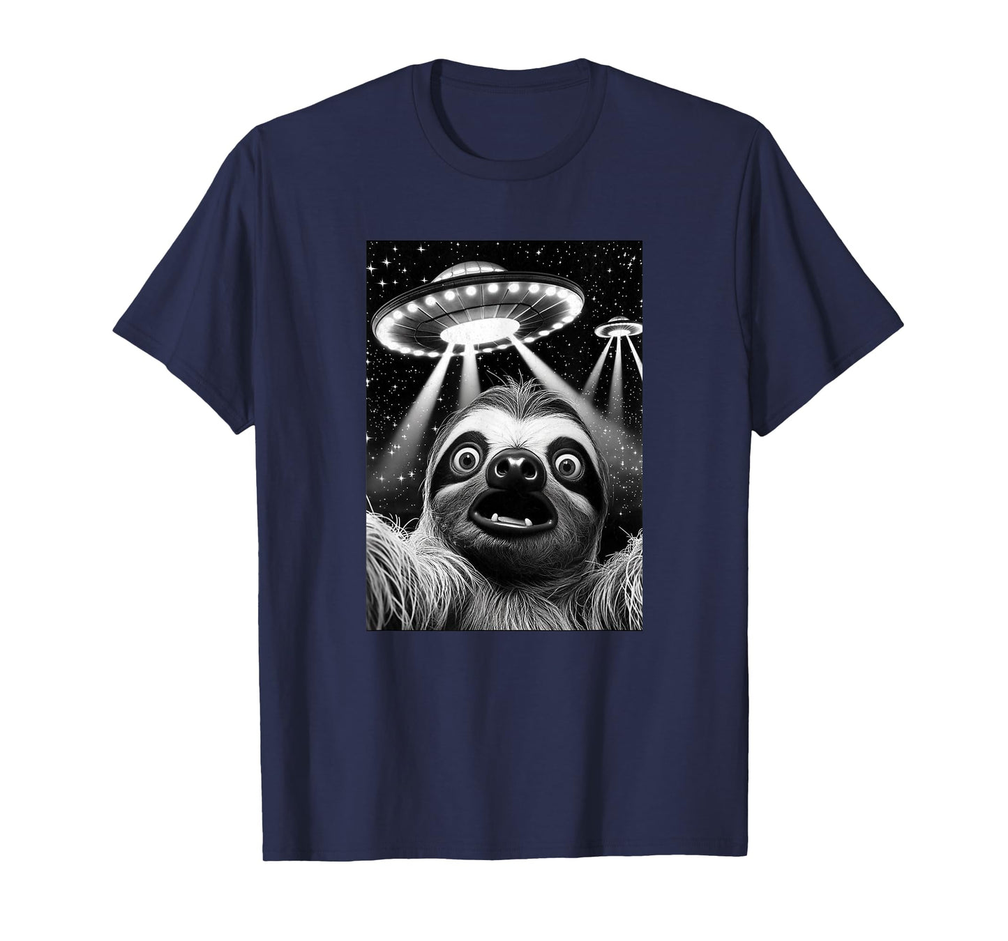 Sloth UFO | Funny Invasion Meme Retro Alien Sloth UFO Selfie T-Shirt