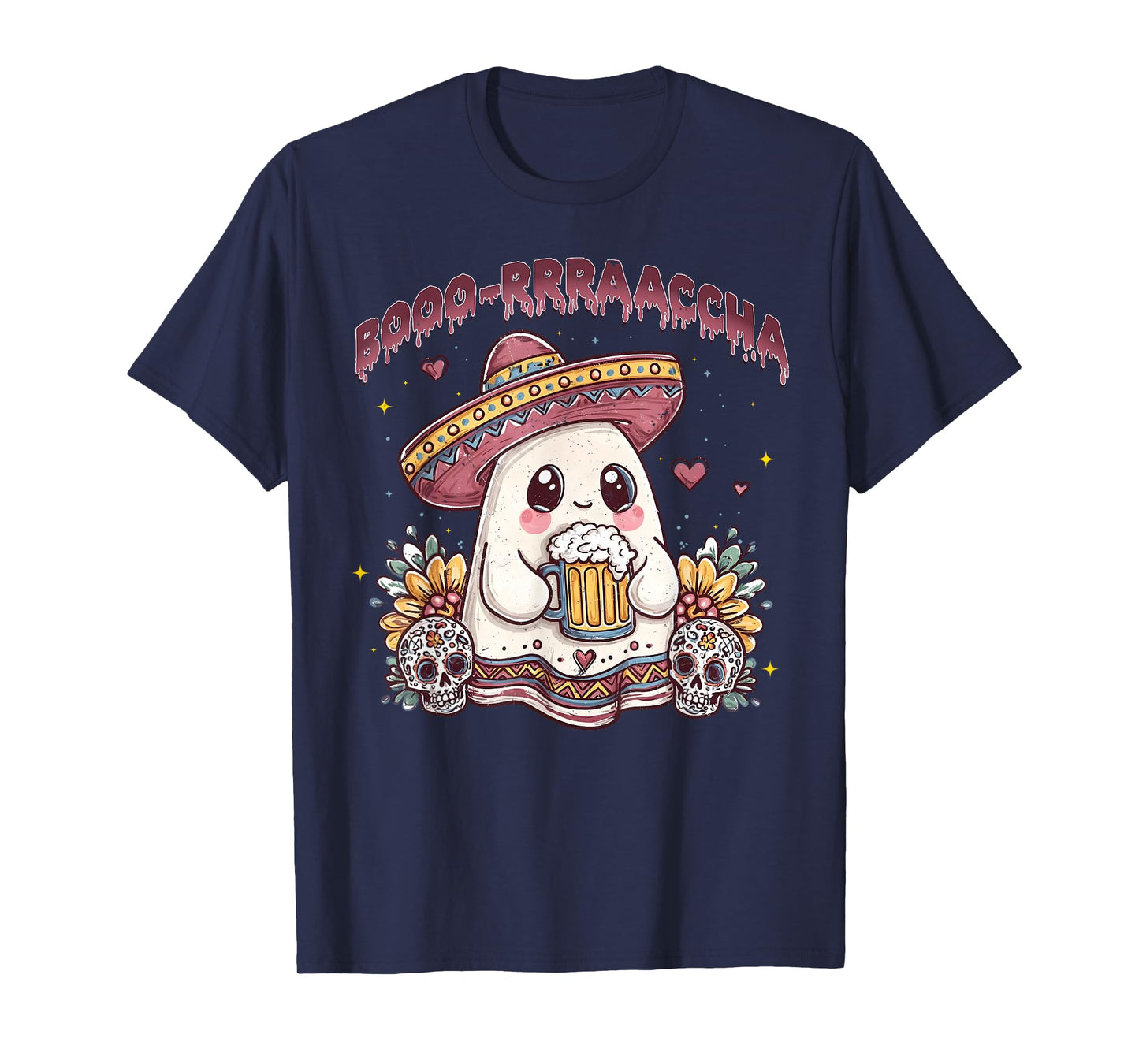 Boo-Racha Halloween Mexican Ghost Boo Borracha Men Women T-Shirt
