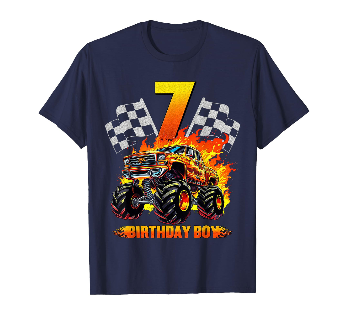 7 Year Old Birthday Monster Truck 7th Birthday Boy Kids T-Shirt