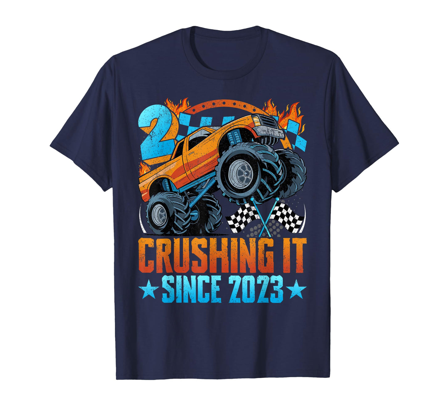 Birthday Monster Truck 2 Year Old Boys 2nd Party Born 2023 T-Shirt
