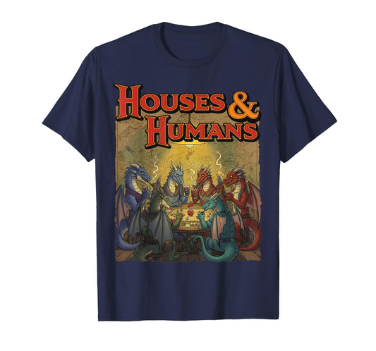Gaming Houses Humans Funny Rpg Parody Gamer Men Boys Kids T-Shirt