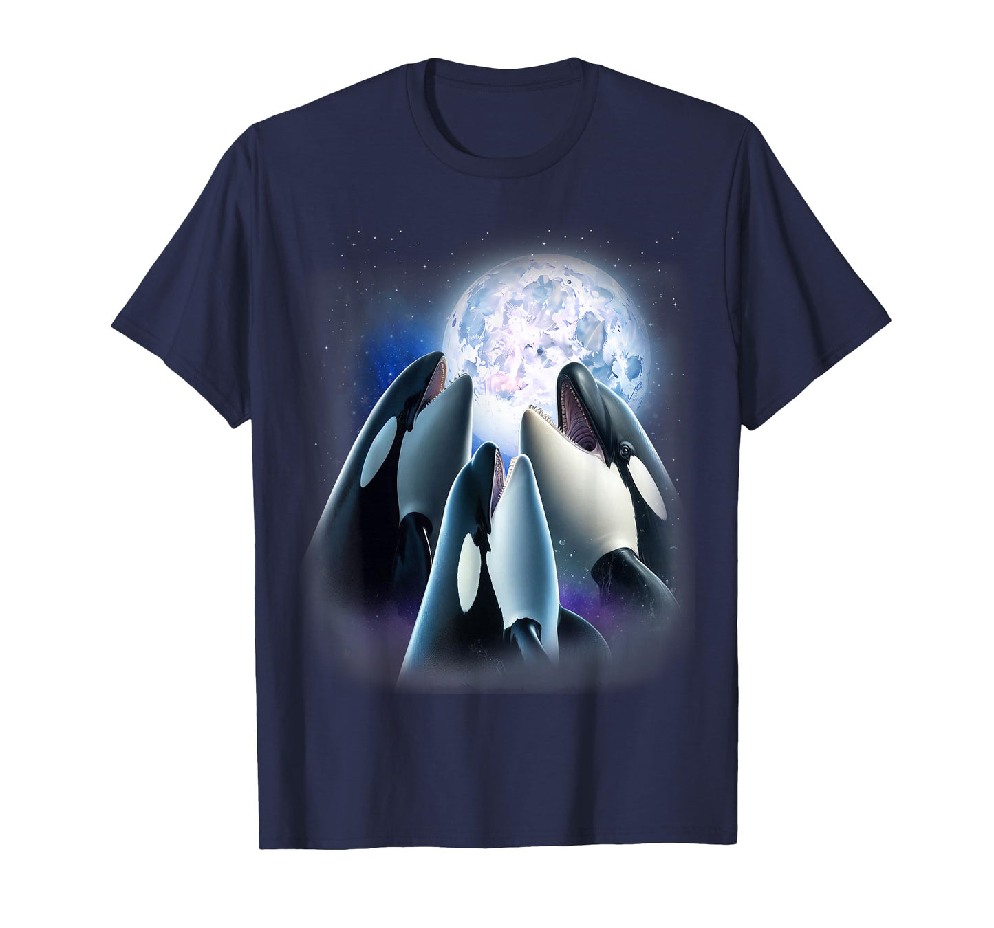 3 Orcas Howling At The Moon Funny Killer Whale Orca Lover T-Shirt