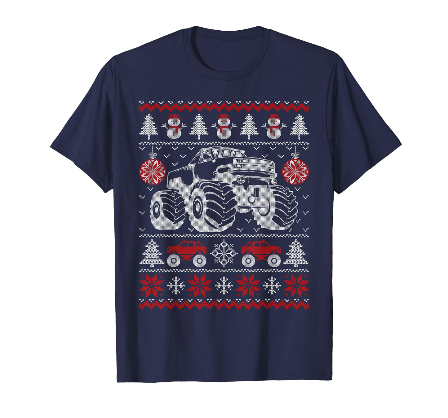 Monster Truck Lovers Ugly Christmas Sweater Xmas Boys Kids T-Shirt