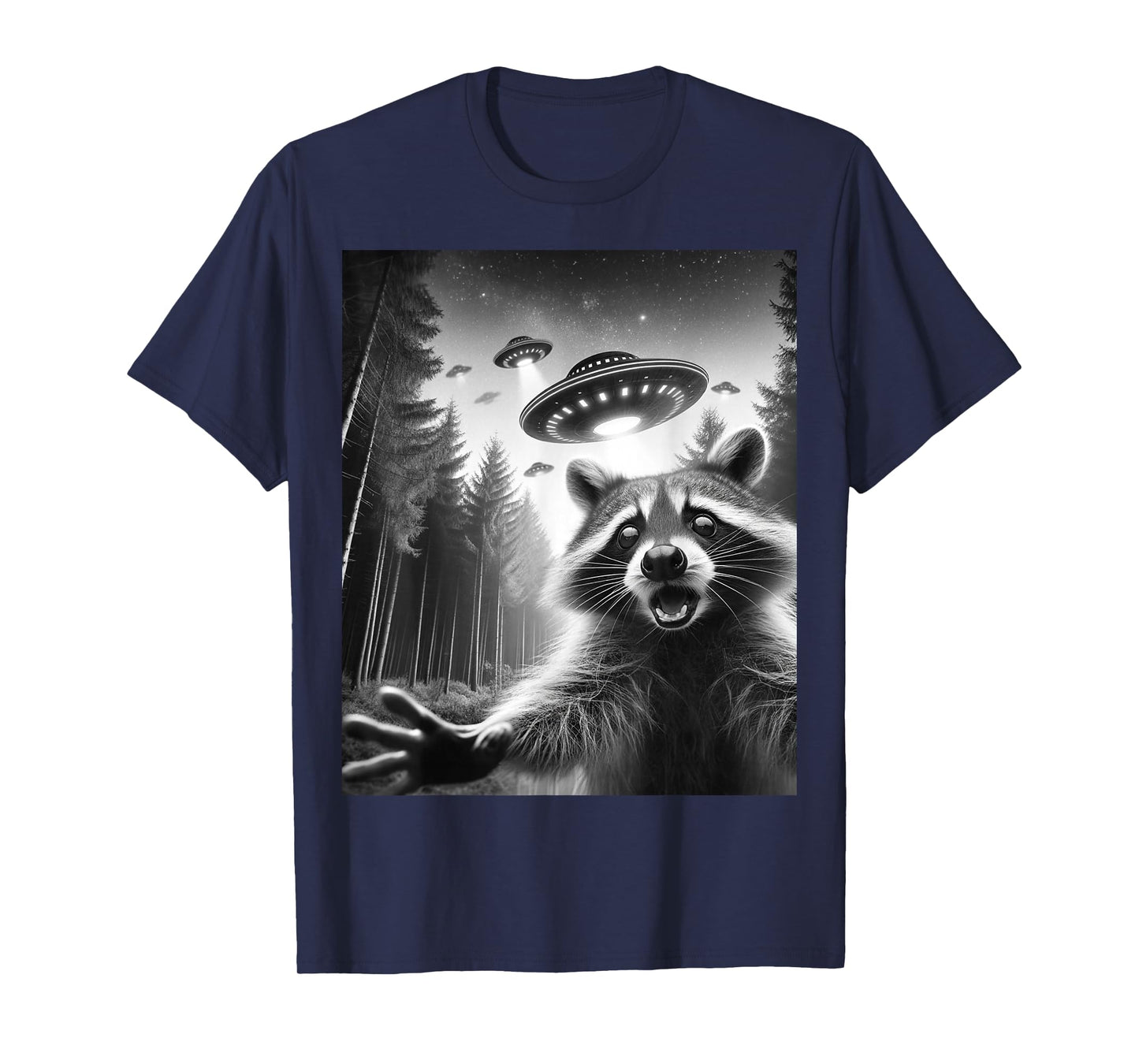 Alien UFO Raccoon Selfie Funny Raccoon With UFO T-Shirt