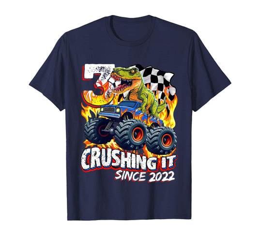 Kids Trex Dinosaur 3rd Birthday Boy 3yr Monster Truck 3 Year Old T-Shirt