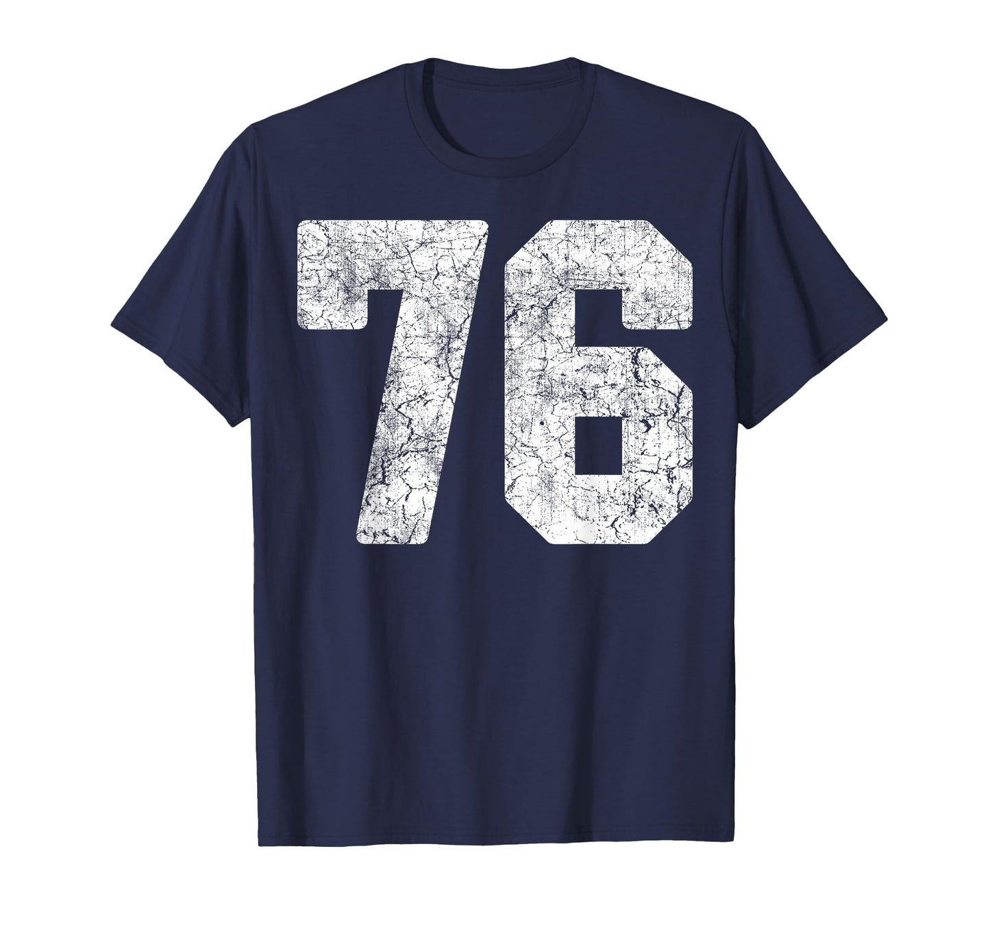 Distressed White Number 76 Jersey Player Uniform #76 Grunge T-Shirt