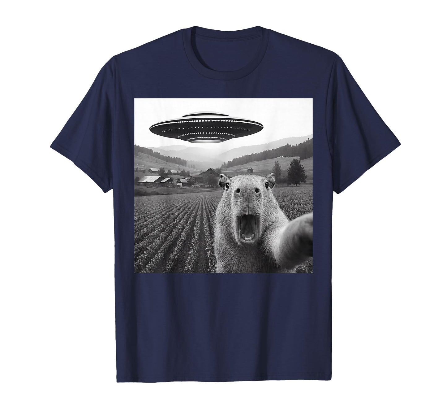 Capybara Selfie with Alien Funny Capybaras Men Women Kid T-Shirt