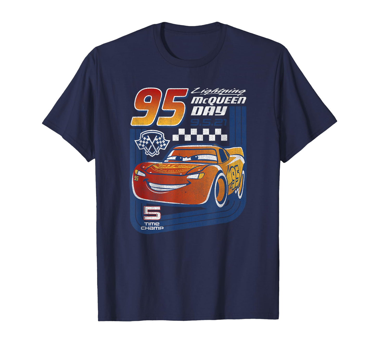 Disney Pixar Cars Lightning McQueen Trading Card T-Shirt Small