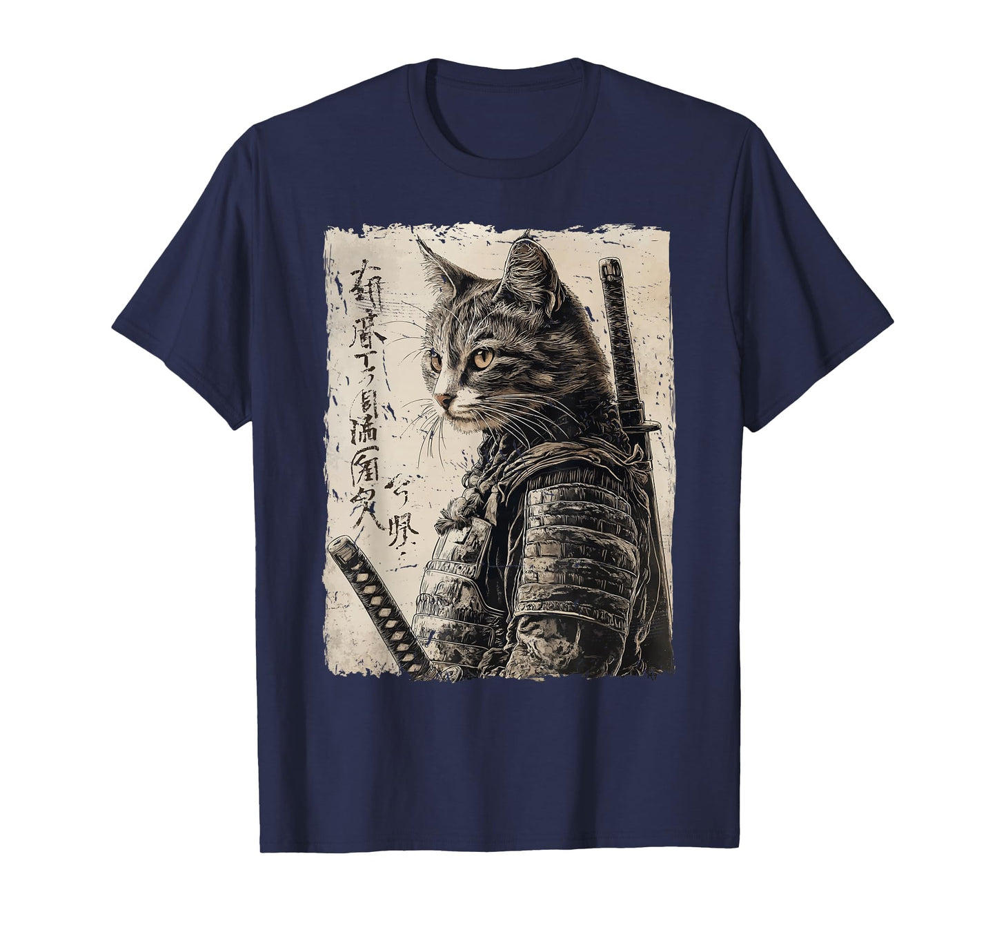 Samurai Cat Warrior Japanese Ukiyo-e Artwork Cat Samurai T-Shirt