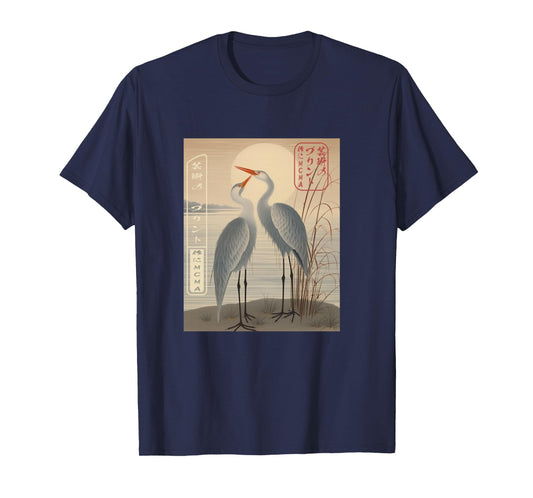 Cranes of Tradition Ukiyo-e Japanese Long Sleeve T-Shirt