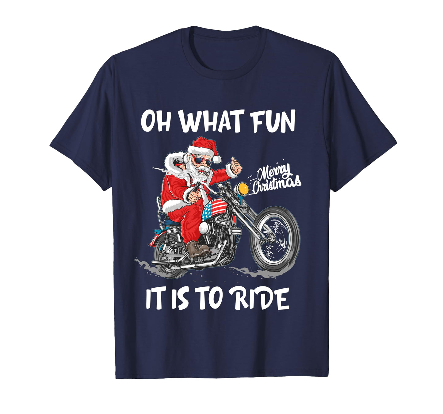 Biker Santa Motorcycle Fan Merry Christmas Xmas Holidays Long Sleeve T-Shirt