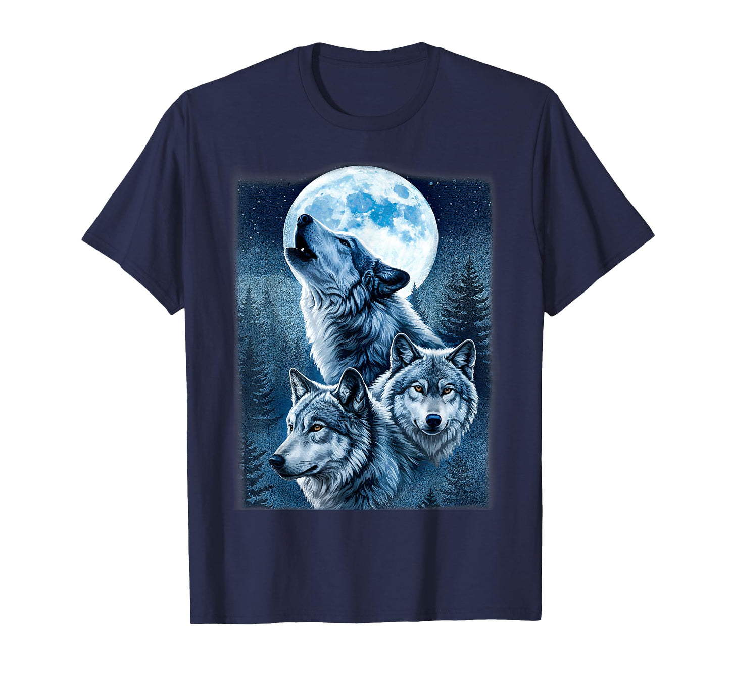 Three Wolves 3 Grey Wolf Howling At The Moon Wild Animal T-Shirt