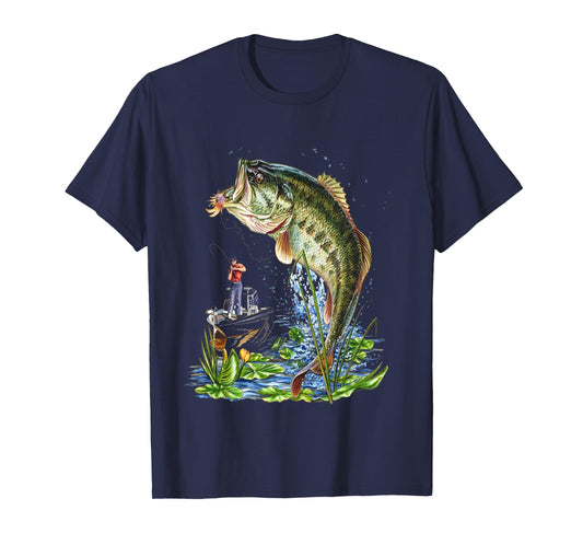 Fishing Graphic graphic Large Mouth Bass Fish Long Sleeve T-Shirt