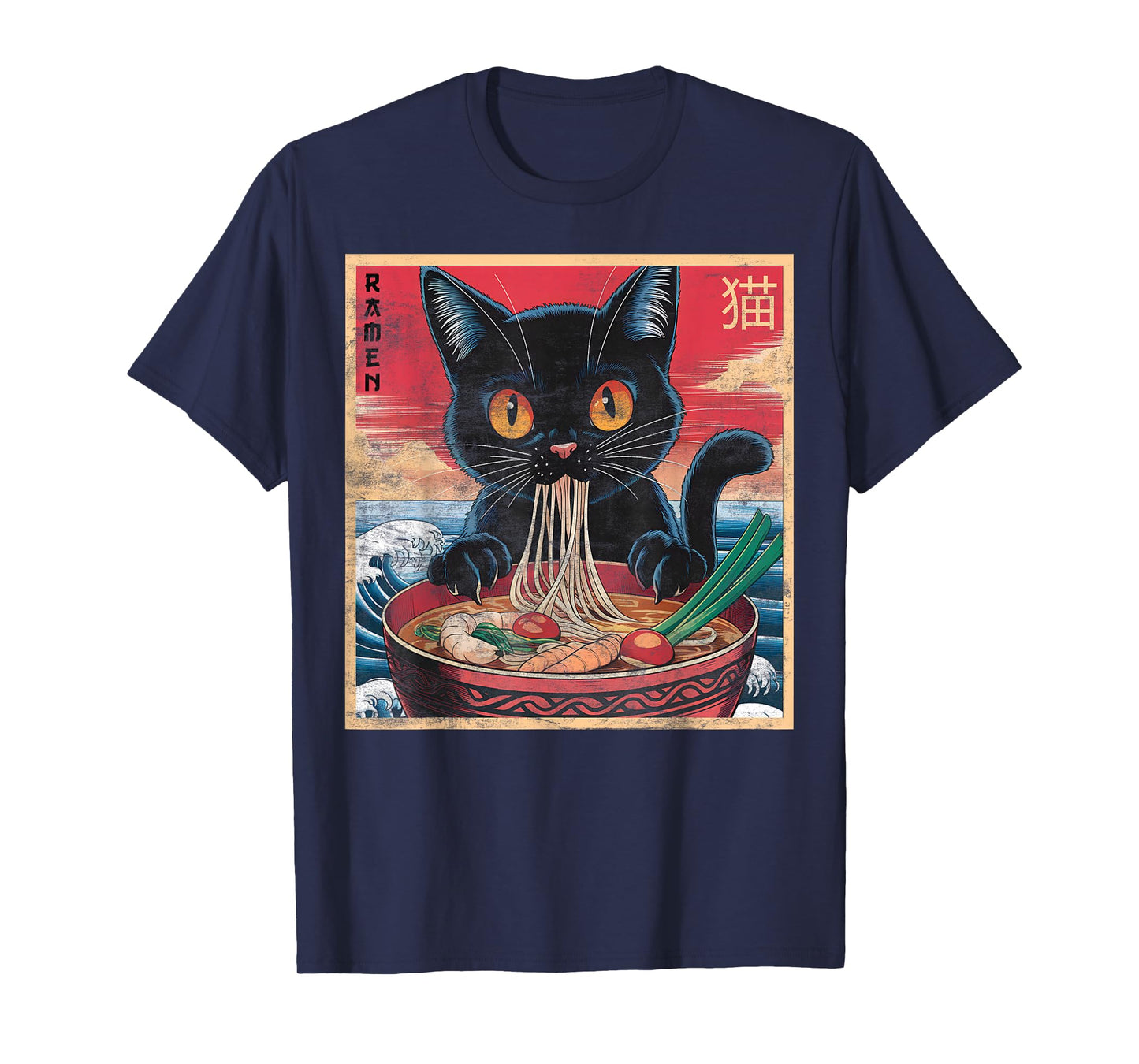 Anime Shirt Cat Ramen Funny Graphic Tees for Women Kawaii T-Shirt
