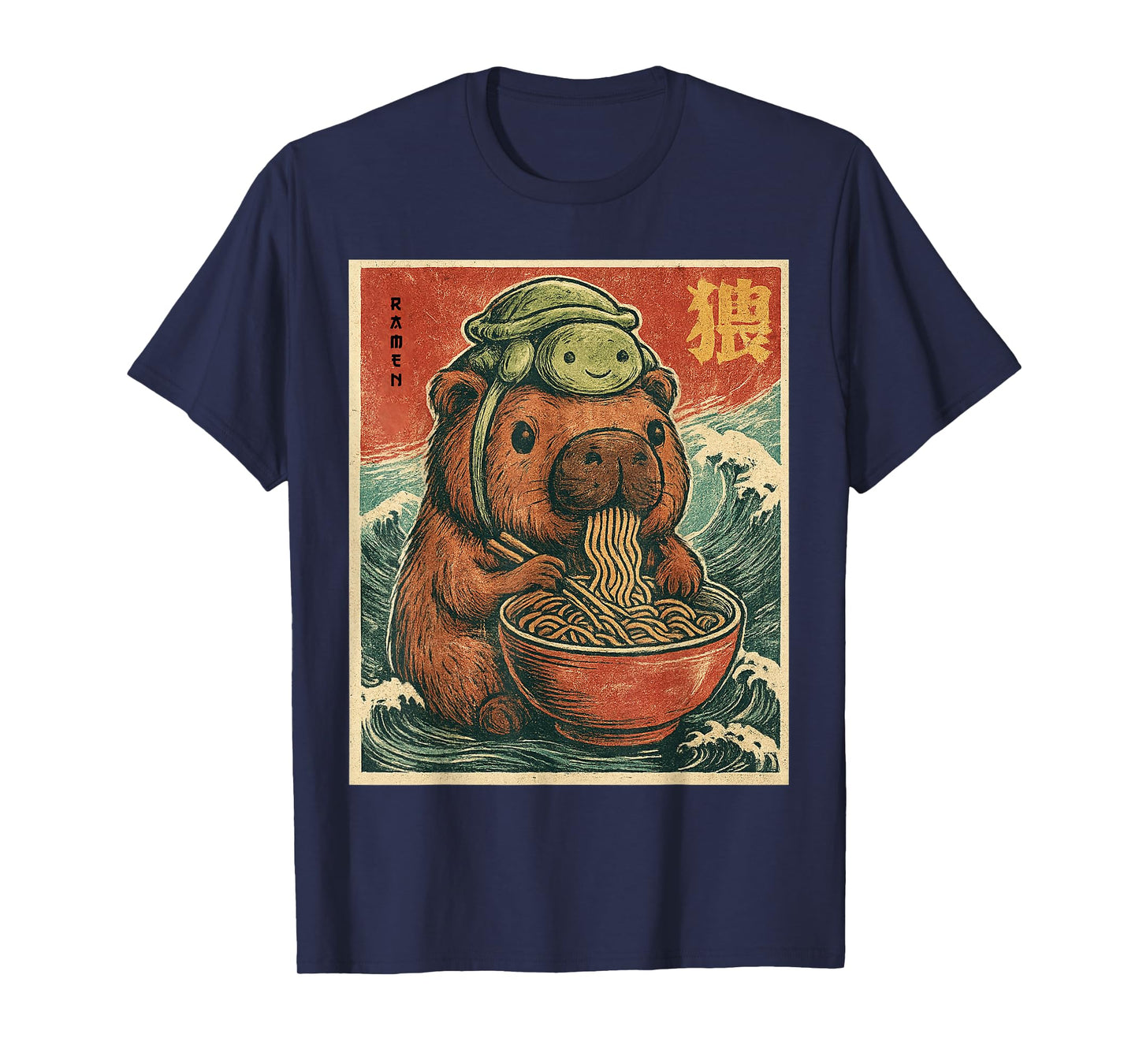 Capybara Anime Ramen Turtle Funny Graphic Kawaii Capibara T-Shirt