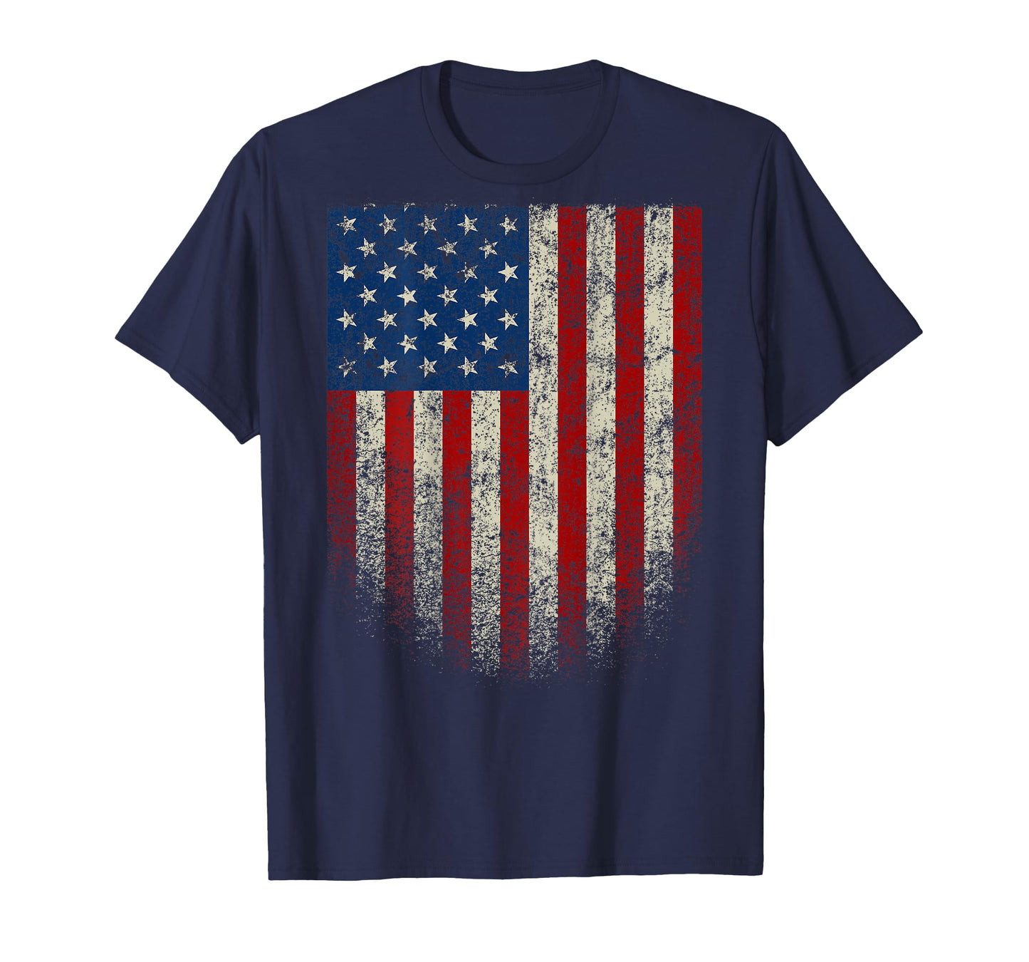 American Flag (Print on The Back) Patriotic Red White Blue T-Shirt