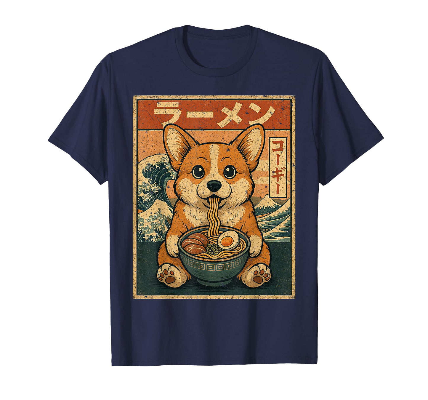Funny Kawaii Ramen Corgi Japanese Noodles Corgi Eating Ramen T-Shirt