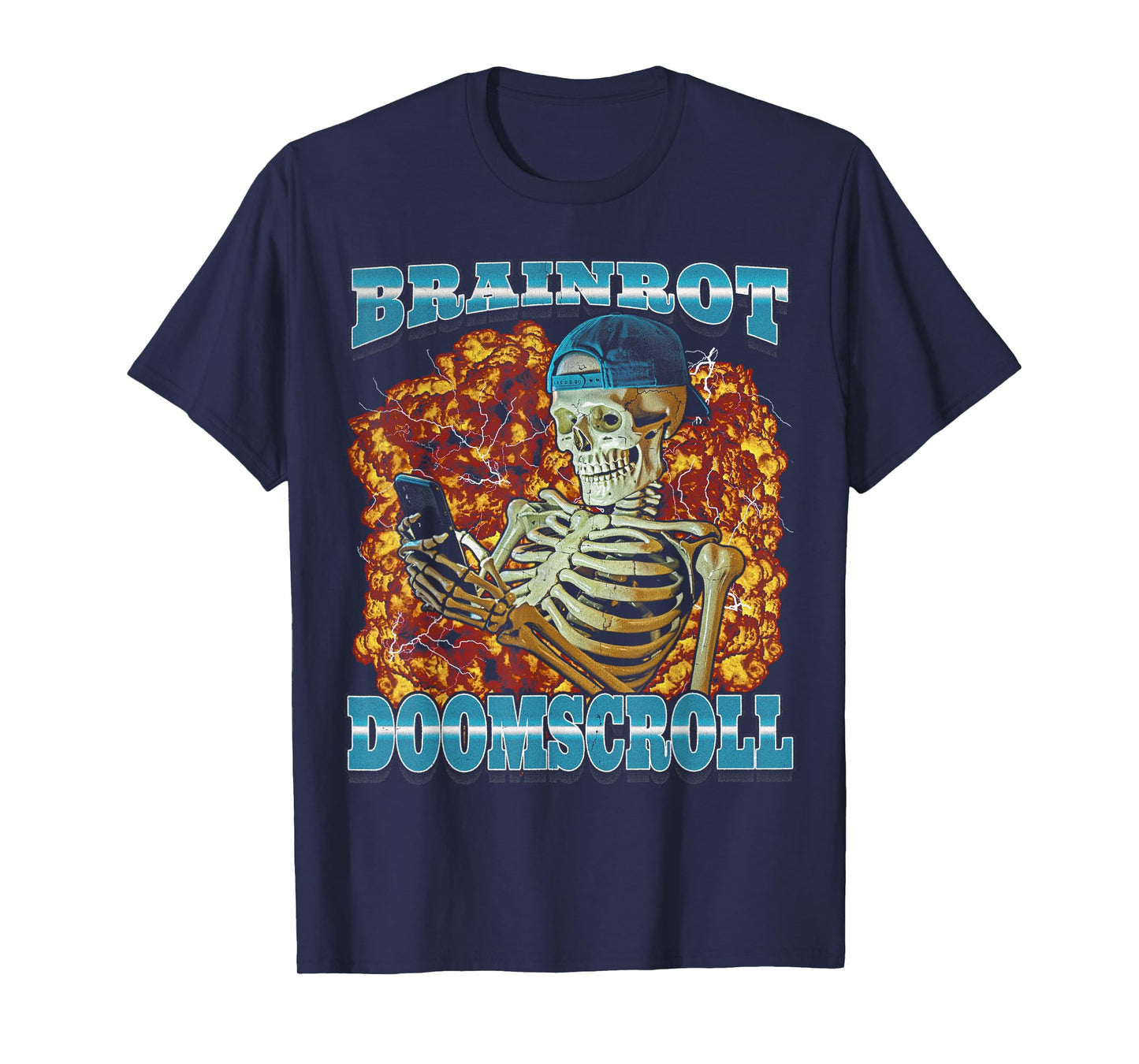 Skeleton Meme Funny Men Women Brainrot Bootleg Graphic T-Shirt
