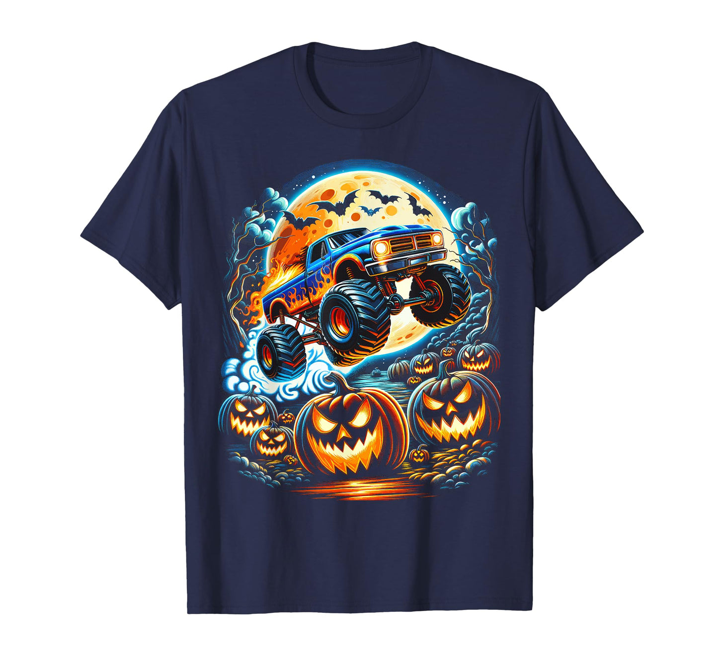 Halloween Monster Truck Jack O Lantern Boy Trick Treat T-Shirt