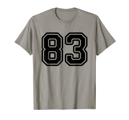 Number #83 Black Sports Team Varsity Number 83 T-Shirt
