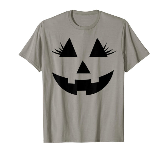Funny Jack o Lantern pumpkin face eyelashes for Halloween T-Shirt