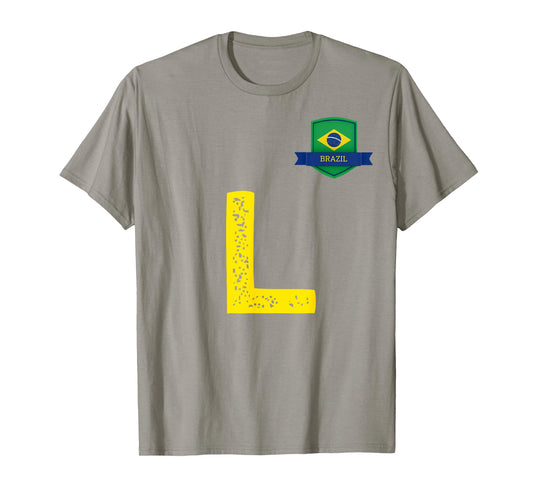 Brazil Human-Flag Letter L Brazil T-Shirt