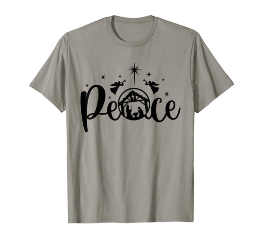 Peace Jesus Christian Christmas Nativity Scene XMAS Faith T-Shirt