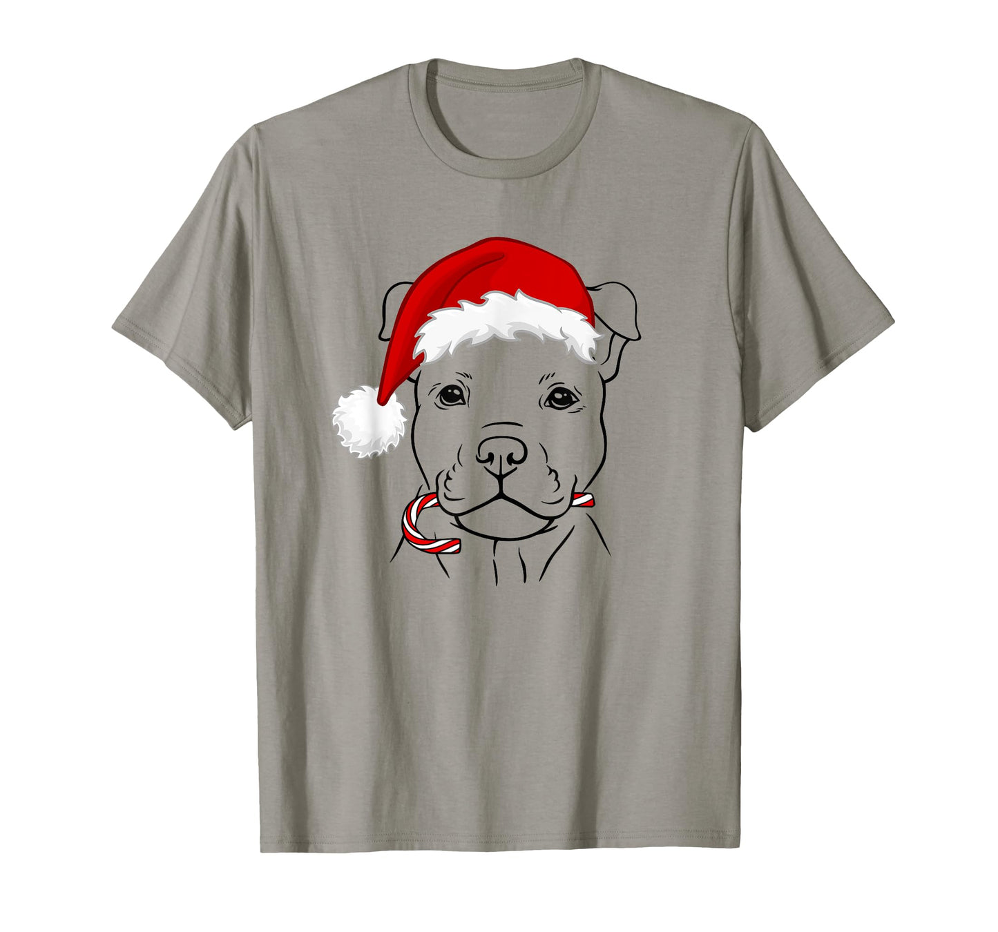 Christmas Puppy with Santa Hat and Candy Cane - Dog Lovers Men Women Kids T-Shirt