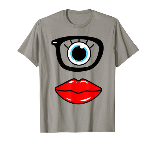 Monster Face Wearing Nerd Glasses Costume Birthday Halloween T-Shirt